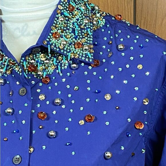 Dries Van Noten Clavelly Degrade Beaded Shirt size 40/us size 8 - Picture 5 of 11